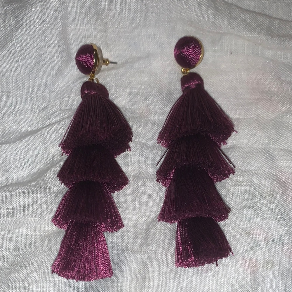 Bauble Bar Plum Fringe Earrings